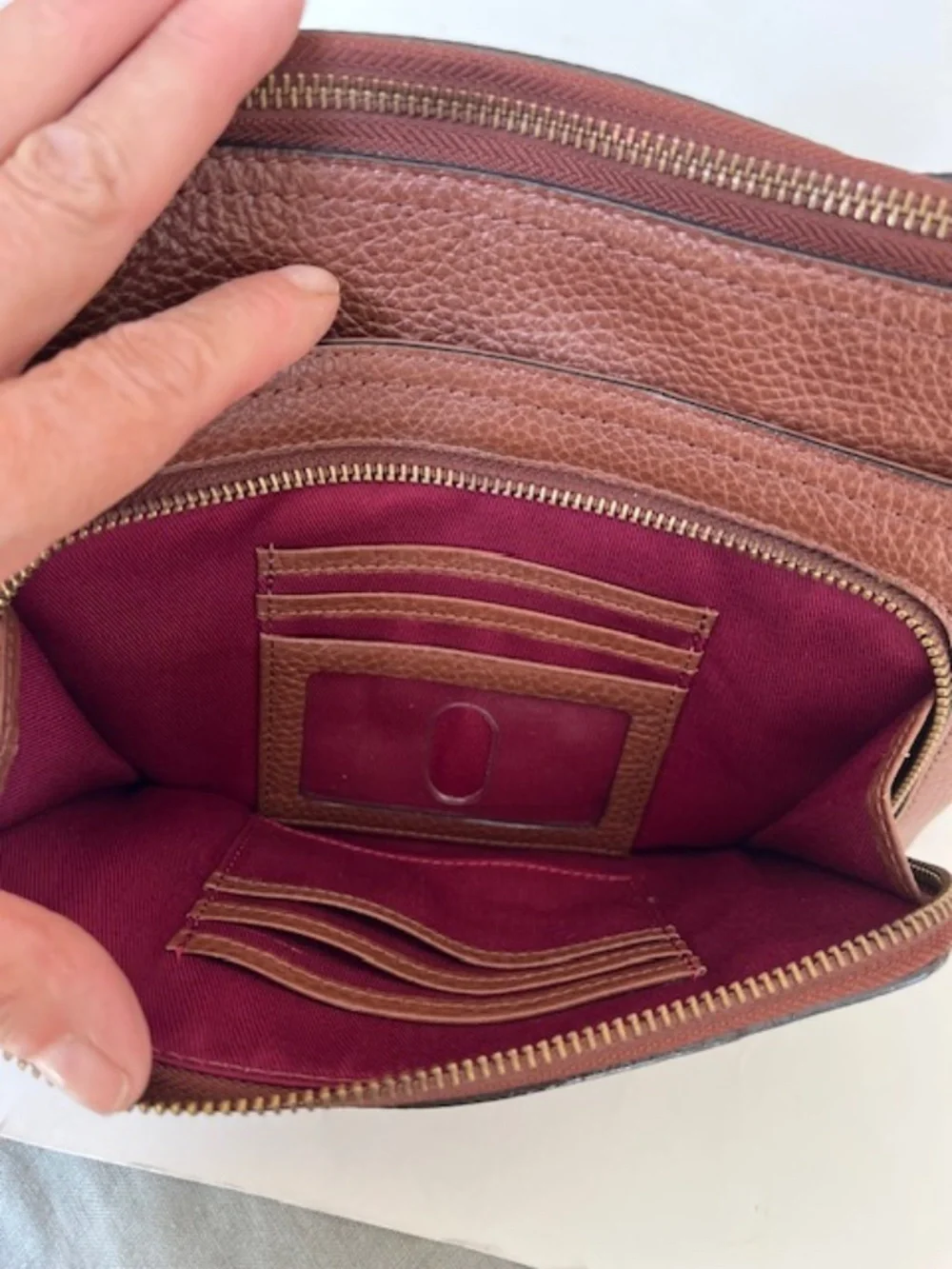 Nordstrom Chocolate Brown Pebbled Leather Crossbody Bag